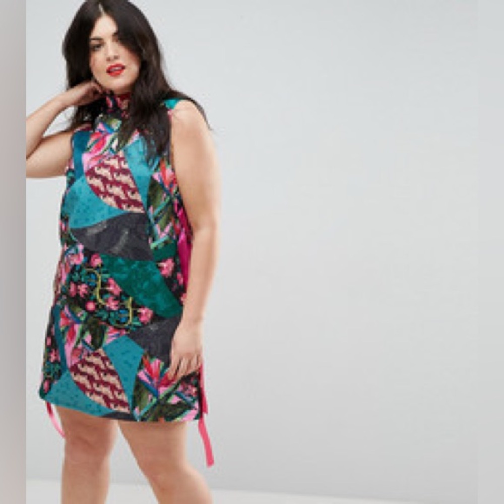 NWT Asian-inspired Patchwork Print dress